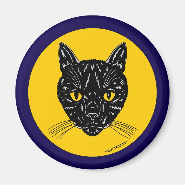 Imán Cara de Gato Negro (Frente)