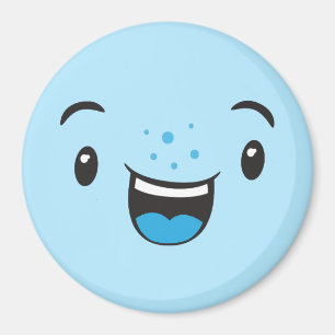 Imán Cara de Kawaii Sonriente Azul