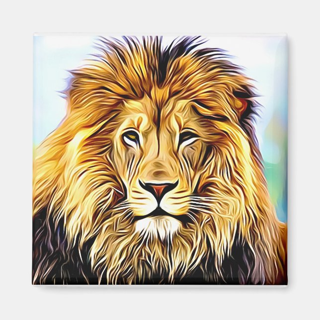 Imán Cara de león Pintura digital (Frente)