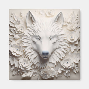 Imán Cara de Lobo Blanco 3D