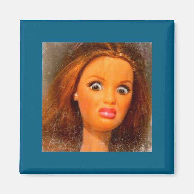 Imán Cara de muñeca meme divertida y asquerosa (Frente)