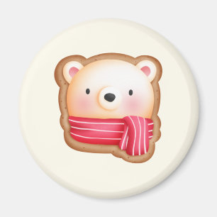Imán Cara de oso suave en una cookie de Navidades de la