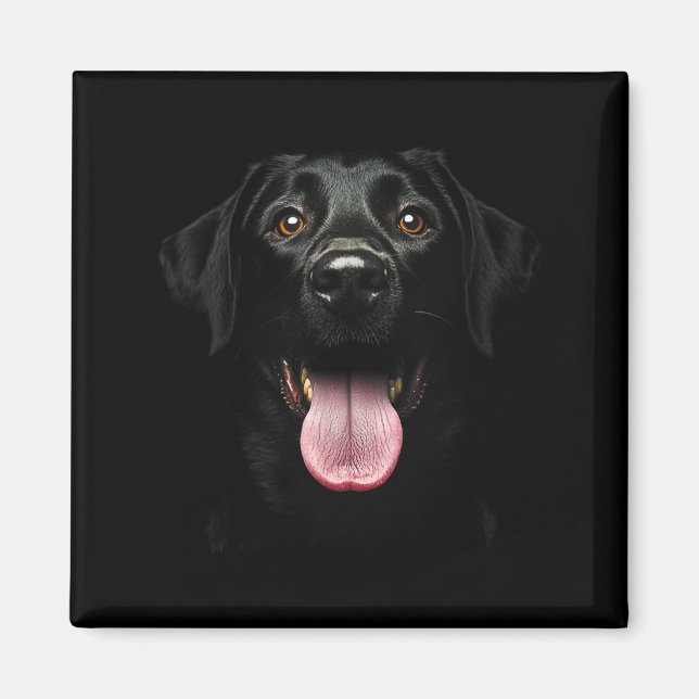 Imán Cara de perro cachorro Labrador Retriever negro li (Frente)