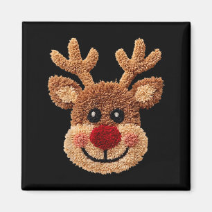 Imán Cara de Reno de Ganchillo Feliz Navidad Niñas Kids