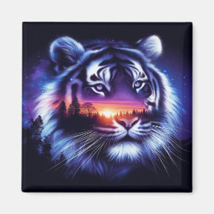 Imán Cara de Tigre y Paisaje de Puesta de Sol Escénica