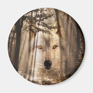 Imán Cara del lobo en las maderas