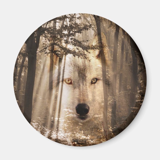 Imán Cara del lobo en las maderas (Frente)