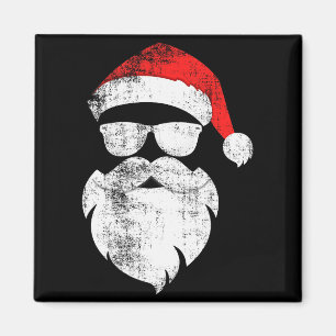 Imán Cara divertida de Santa hipster con sombrero barba