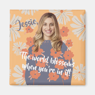 Imán Cara divertida | Hermosa foto de chica de flores