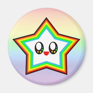 IMÁN CARA FELIZ DEL ARCO IRIS DE LA ESTRELLA DE KAWAII