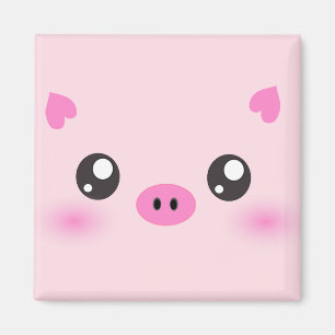 Imán Cara linda del cerdo - minimalism del kawaii