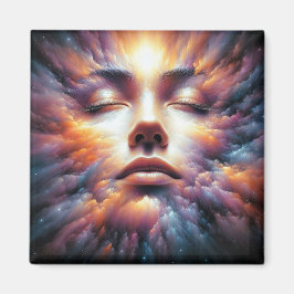 Imán Cara mezclada con nubes coloridas