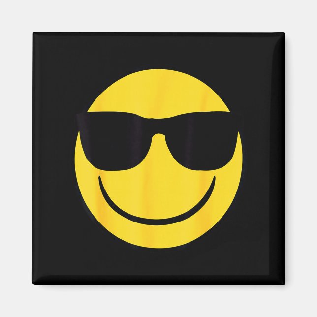 Imán Cara sonriente amarilla con gafas de sol emoji ret (Frente)