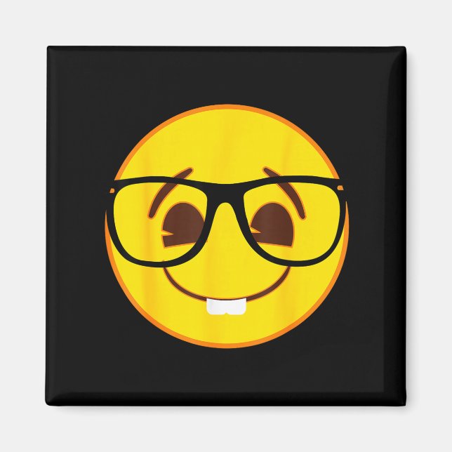 Imán Cara sonriente amarilla Gles nerd oficial de Emoji (Frente)