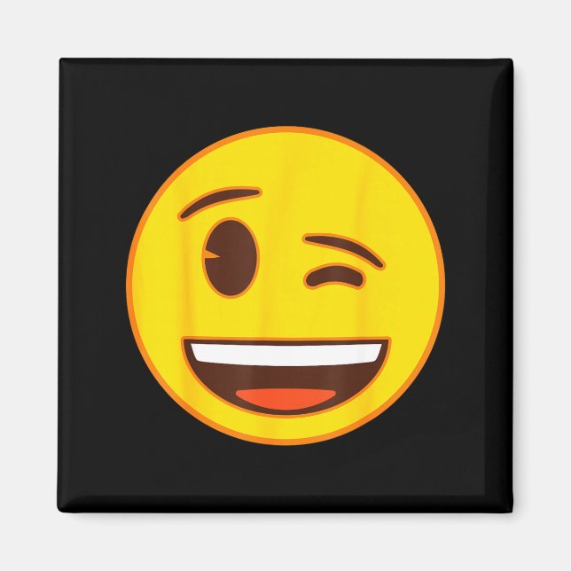 Imán Cara sonriente amarilla guiñando oficial Emoji (Frente)