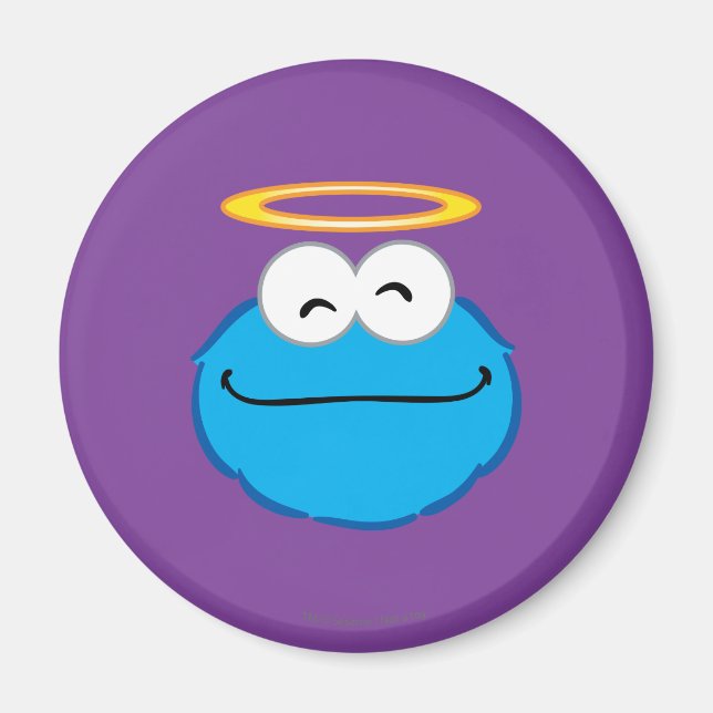 Imán Cara sonriente con halo y galleta (Frente)