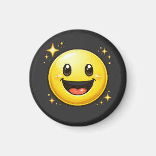 Imán Cara Sonriente Feliz con Destellos