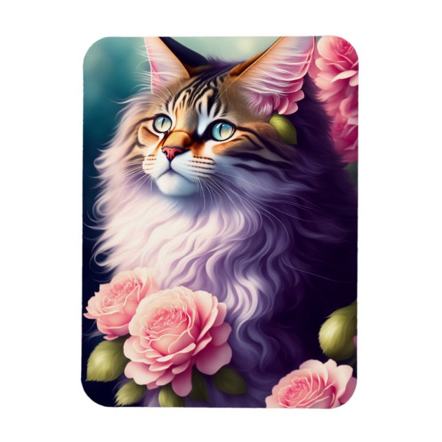Imán Cara y flor de gato de mentón (Vertical)