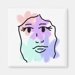 Imán Cara y flores abstracto (colores pálidos)