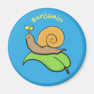Imán Caracol lindo, feliz en un ilustracion personaliza