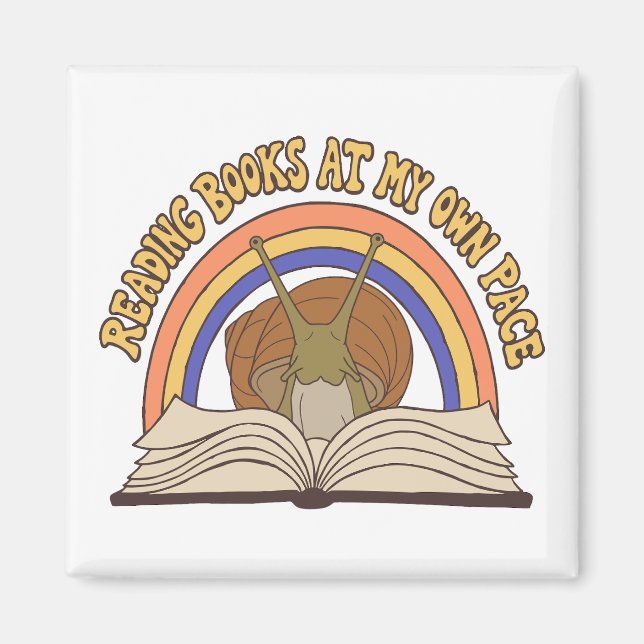 Imán Caracol Retro Leyendo libros (Frente)