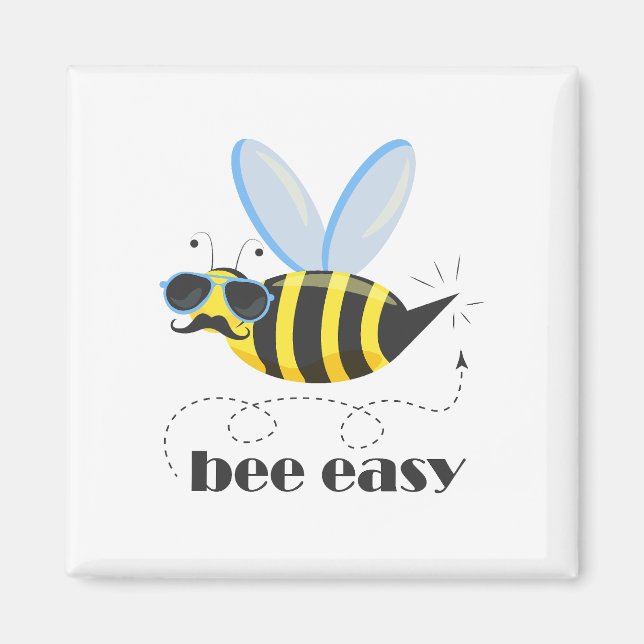 Imán Carácter de abeja con gafas de sol bigote Bee Fáci (Frente)