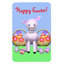 Imán Carácter de cordero y cestas de pascua