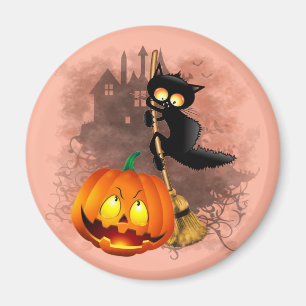 Imán Carácter divertido de Halloween del gato asustado