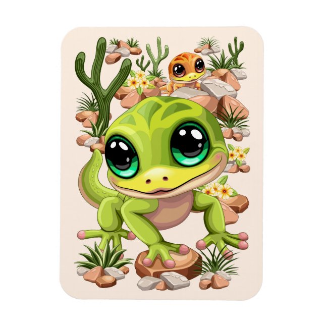 Imán Caracteres de dibujos animados de Baby Geckos Cute (Vertical)