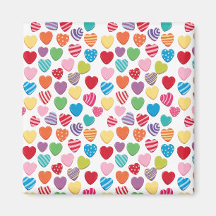 Imán caramelo colorido patrón de corazón día de San Val