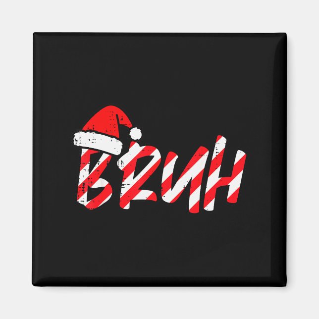 Imán Caramelo de Navidad Bruh Sombrero de Santa Meme de (Frente)