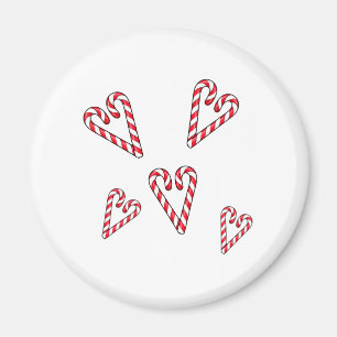 Imán caramelos rojos y blancos en forma de Corazones