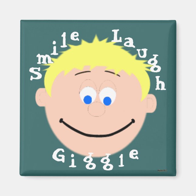 Imán Caras sonrientes niño ojos azules rubios (Frente)