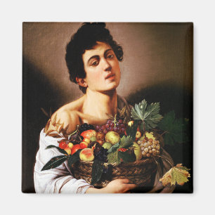 Imán Caravaggio con una cesta de avispón de frutas