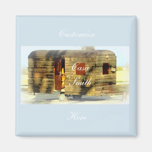 Imán Caravana de madera clásica de época (Frente)