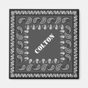 Imán Carbón gris occidental Paisley Bandana personaliz