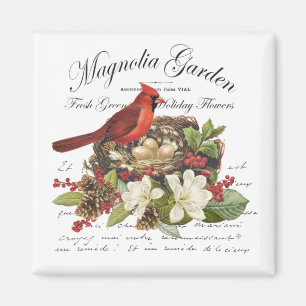 Imán Cardenal de Navidad moderno y vintage