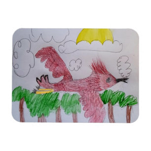 Imán Cardenal rojo dibujado a mano por niños