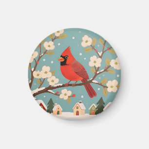Imán Cardenal Rojo Rama de Invierno