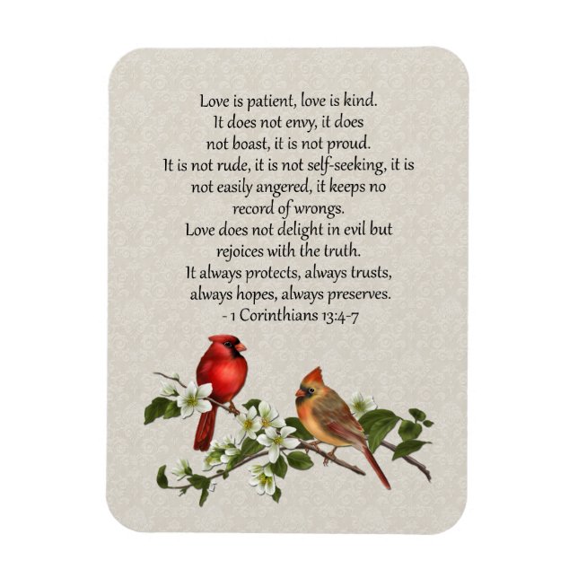 Imán Cardenales 3x4 Dogwood El amor al paciente es amab (Vertical)