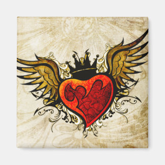 Imán cardíaco alado de tatuaje vintage