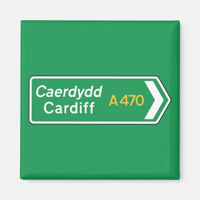 Imán Cardiff, Rótulo de carreteras del Reino Unido (Frente)