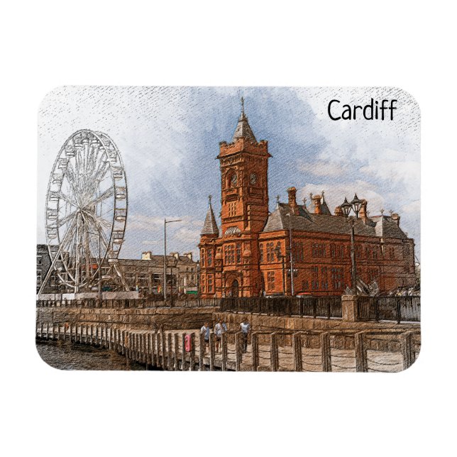 Imán Cardiff Wales Reino Unido Viajes de época (Horizontal)