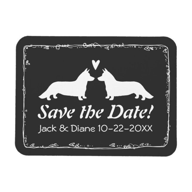 Imán Cardigan Corgis Wedding Save the Date (Horizontal)