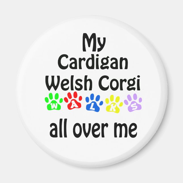 Imán Cardigan Welsh Corgi Walks Design (Frente)