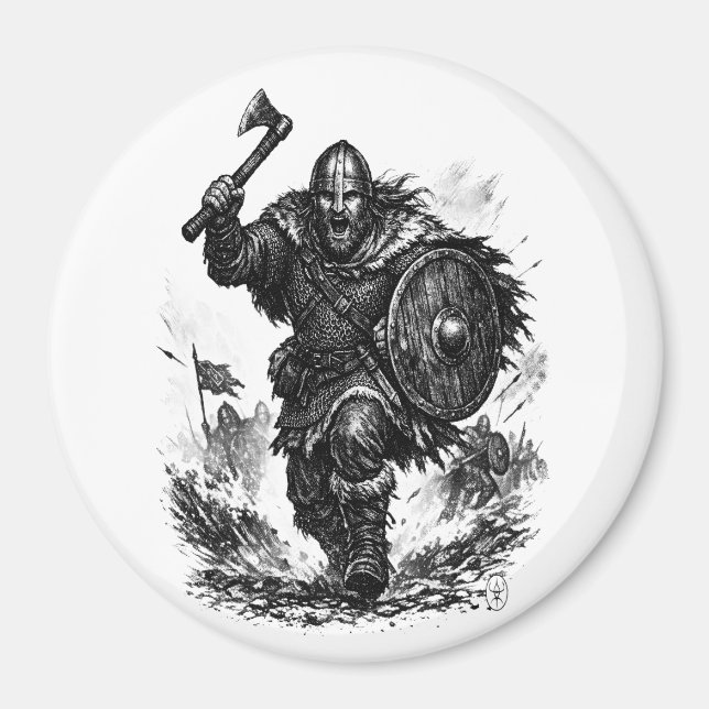 Imán Carga de Guerrero Vikingo - Batalla de Tinta (Frente)