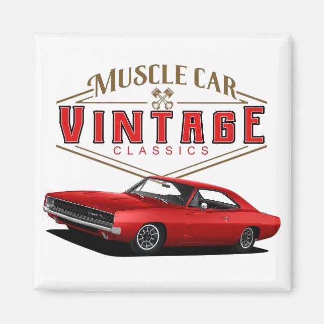 Imán Cargador de vintage para automóvil muscular (Frente)