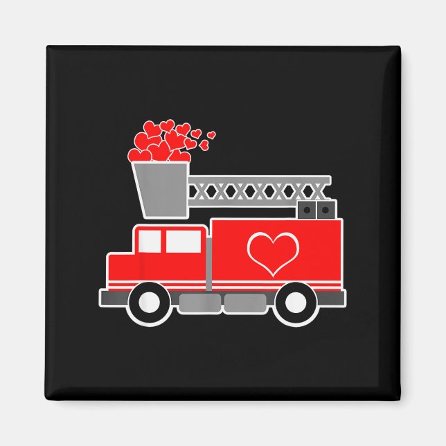 Imán Cargas De Amor Camión De Bomberos Día De San Valen (Frente)