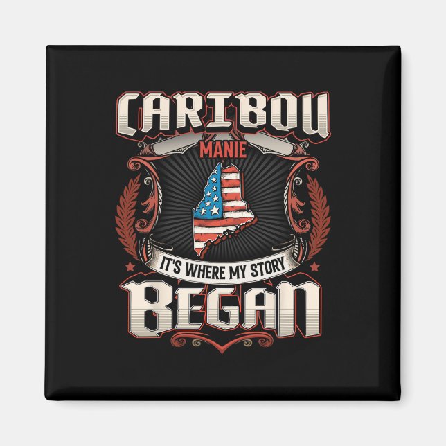 Imán Caribou Maine Usa Flag Independence Day (Frente)