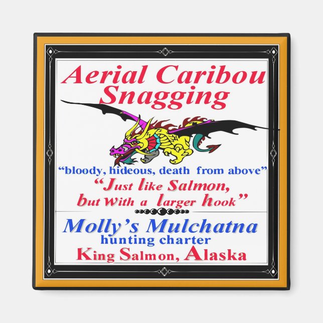 Imán Caribú Aéreo Atrapado Mulchatna Alaska (Frente)